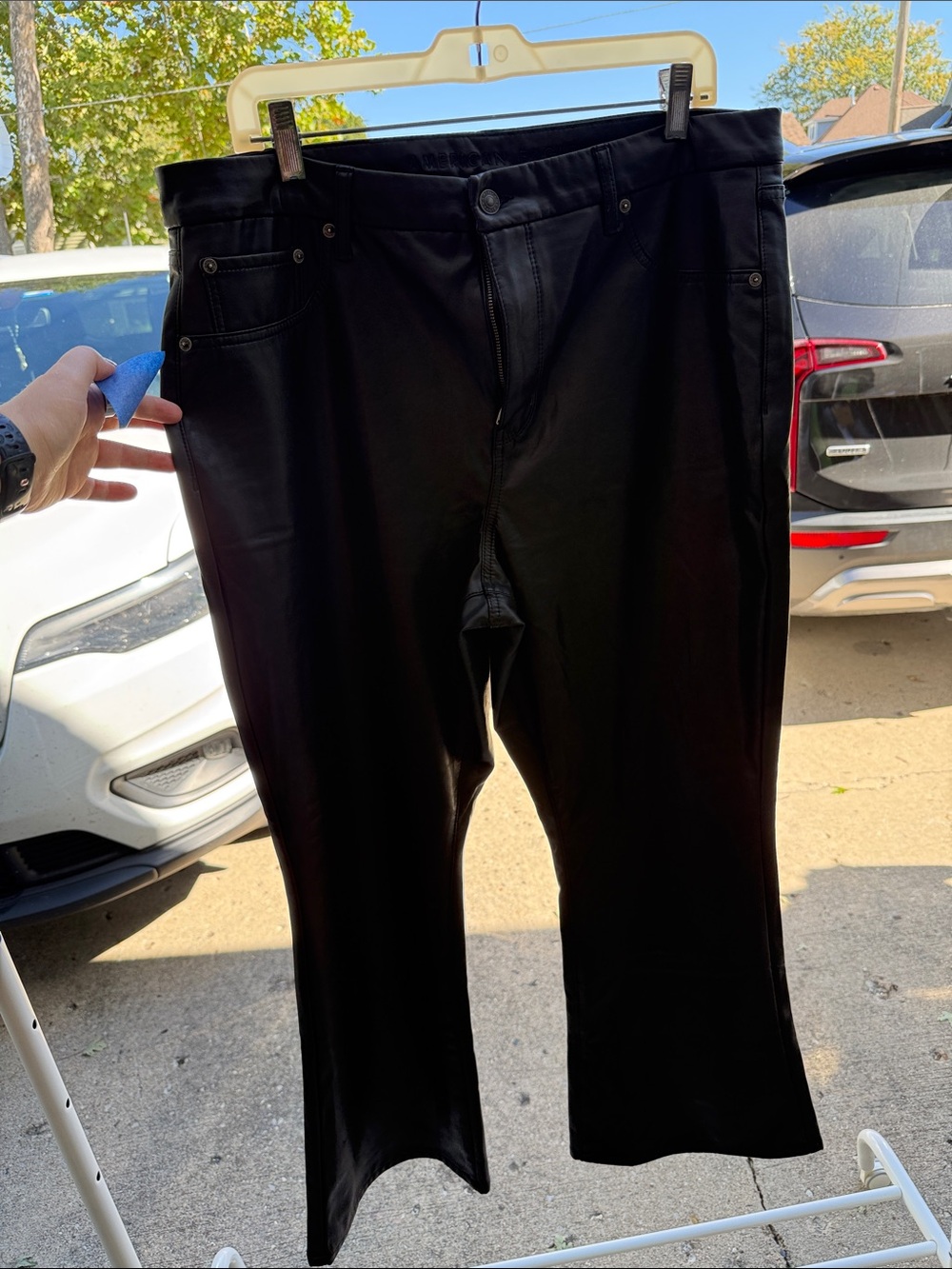American Eagle Outfitters Women's Black Leather Boot Cut Jeans